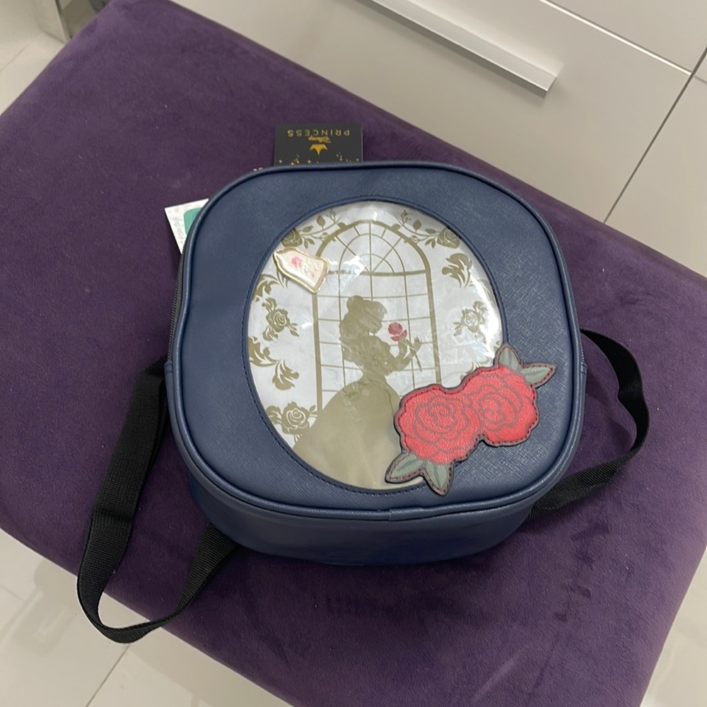 Bioworld Disney Beauty & the Beast Navy/Black/Red/Gold Backpack & Pin